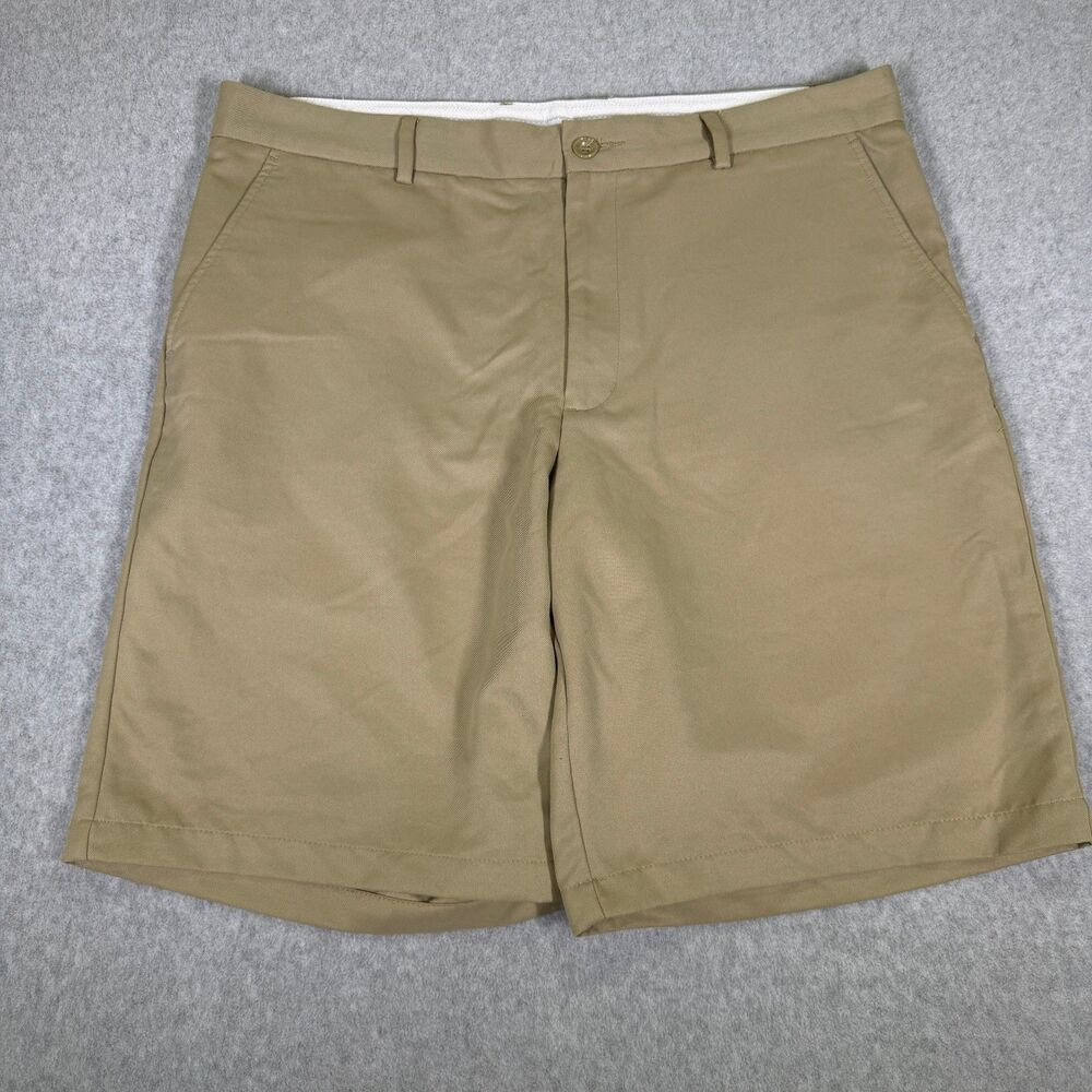 Greg Norman Tasso Elba Mens Khaki Golf Shorts Size 36 Flat Front Casual